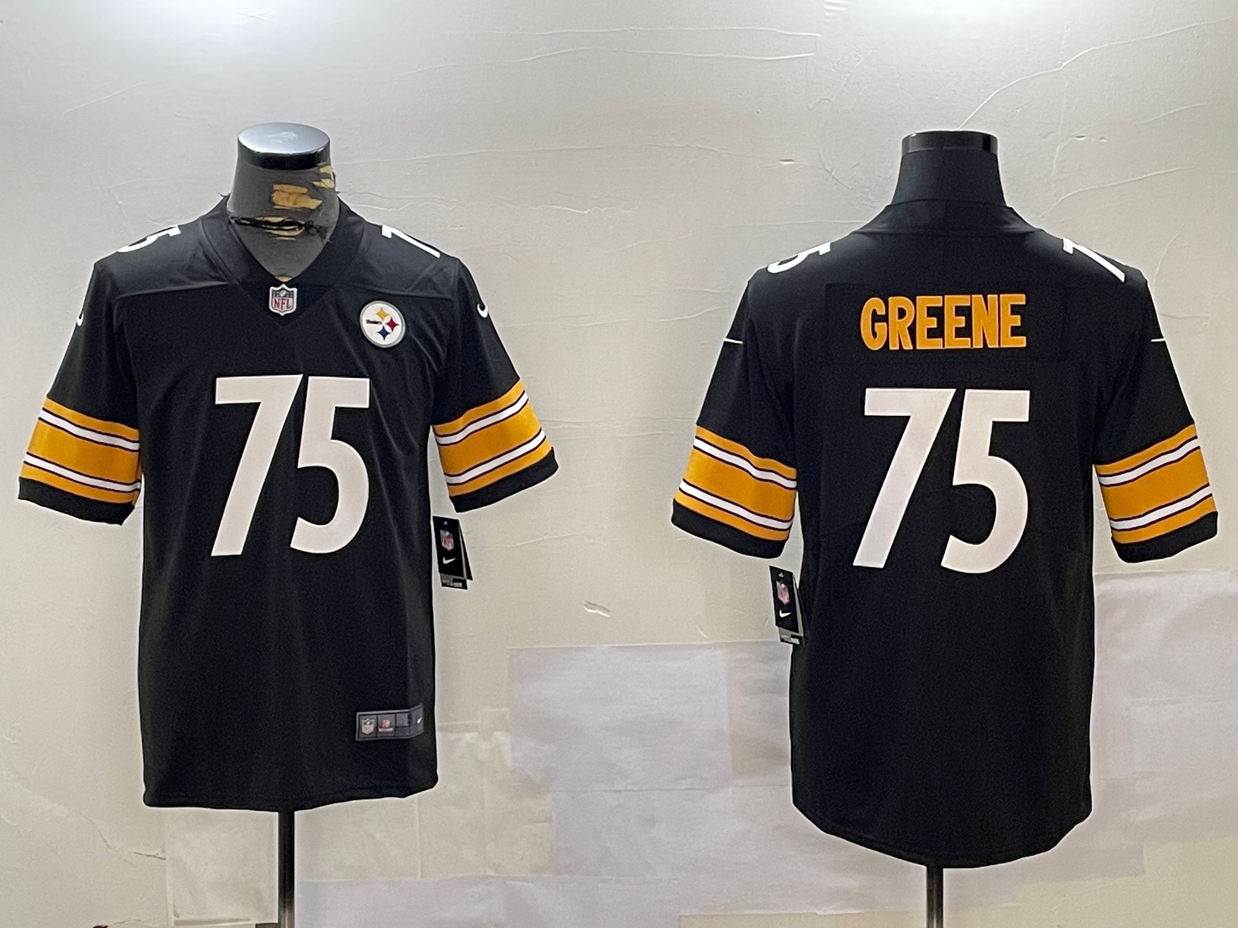 Men Pittsburgh Steelers #75 Greene Black 2024 Nike Limited NFL Jersey style 4